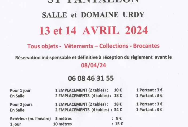 5ème VIDE GRENIER DE PRINTEMPS des Amis d’URDY à Saint-Pantaléon-les-Vignes - 0